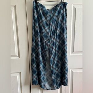 Wild Fable Blue Plaid Button-Front Midi Skirt